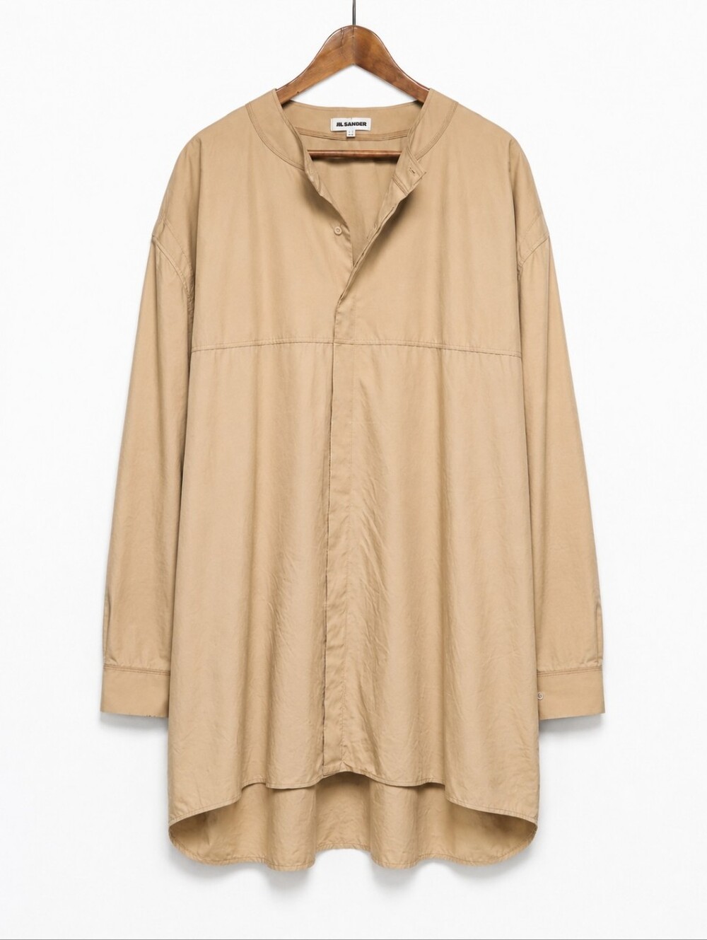 JIL SANDER | SS17 Runway Oversized Grandad Collar Shirt – Camel (Size IT 46/L)